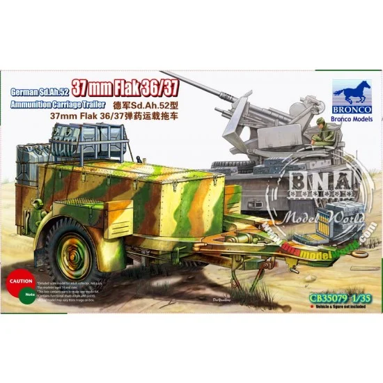 Bronco CB35079 1/35 German Sd.Ah.52 37mm Flakvierling Ammunition Carriage Trailer - Military Vehicles & Tanks