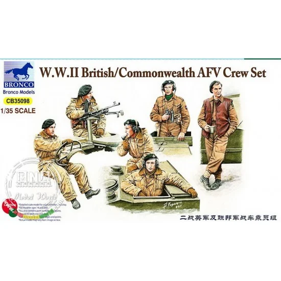Bronco CB35098 1/35 WWII British/Commonwealth AFV Crew Set (incl. 6 Figures) - Model Figures