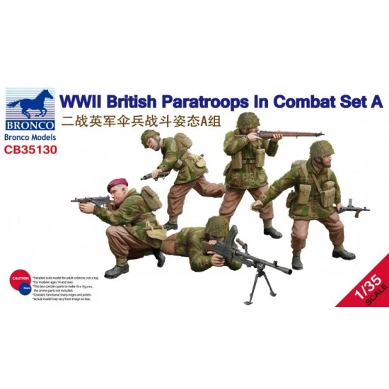 Bronco CB35130 1/35 WWII British Paratroops in Combat Set A (5 Figures) - Model Figures