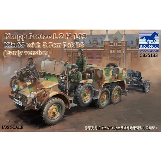 Bronco CB35133 1/35 German Krupp Protze KFZ.69 w/3.7cm Pak 36 (early) - Military Vehicles & Tanks