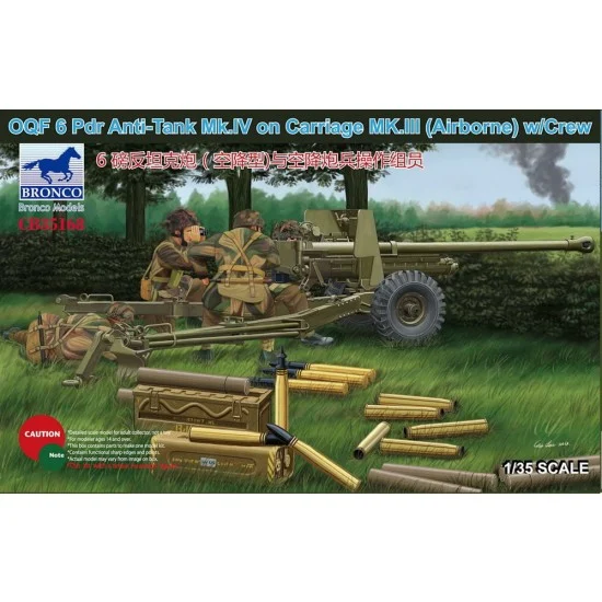 Bronco CB35168 1/35 OQF 6 Pdr Anti-Tank Mk.IV on Carriage MK.III(Airborne) w/Crew