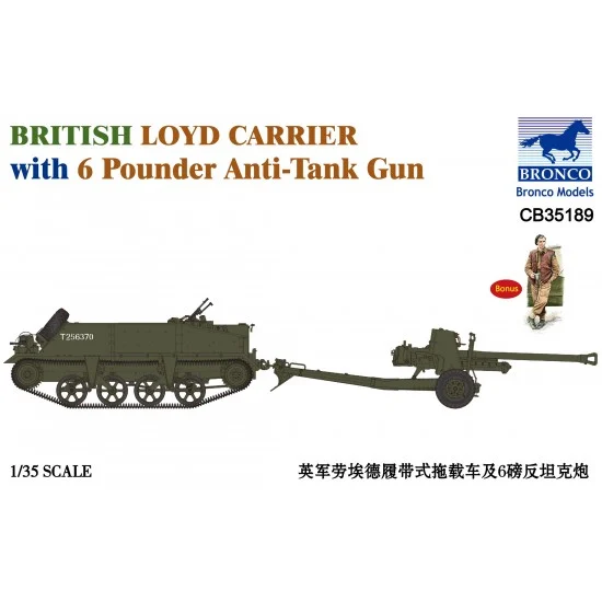 Bronco CB35189 1/35 British Loyd Carrier with 6 Pdr Anti-Tank Gun w/figure