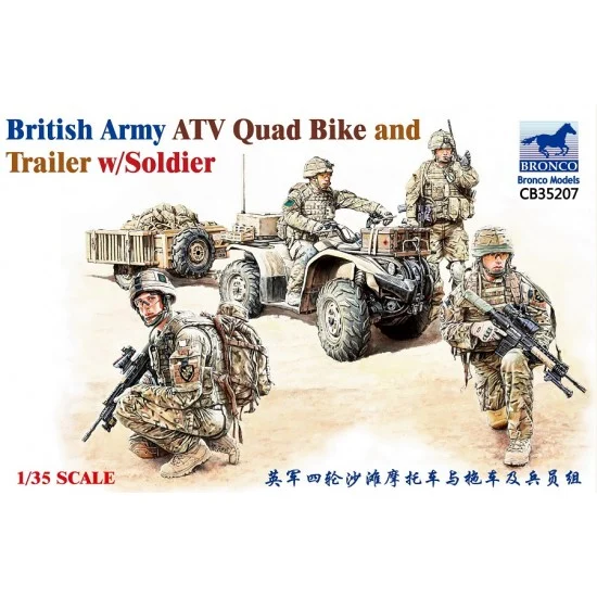 Bronco CB35207 1/35 British Army ATV Quad Bike and Trailer w/Soldier - Military Vehicles & Tanks