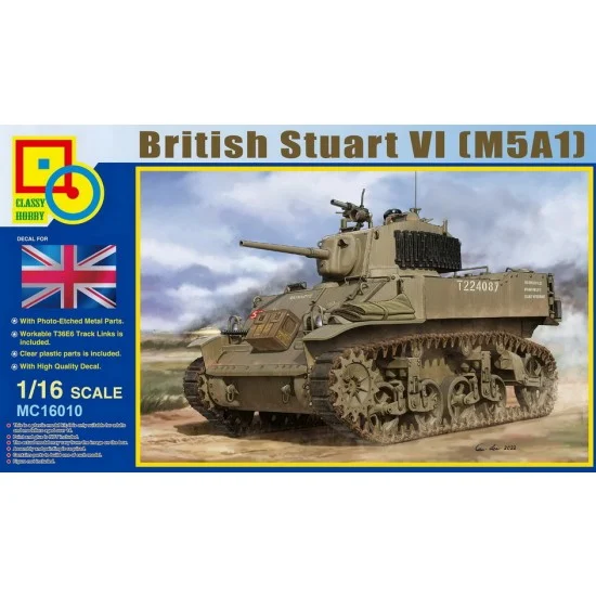 Classy Hobby 16010 1/16 British Stuart VI M5A1 Tank w/Workable T36E6 Track Links - Military Vehicles & Tanks