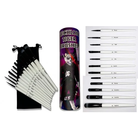 Chronicle CHR12077 Techlon Tiger Drybrush Set (12 brushes) - Hobby & Model Paints