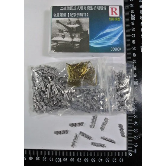 R Model 35003K 1/35 WWII German Tiger Early Type Mirror Metal Tracks w/Double Pins - Military Vehicles & Tanks