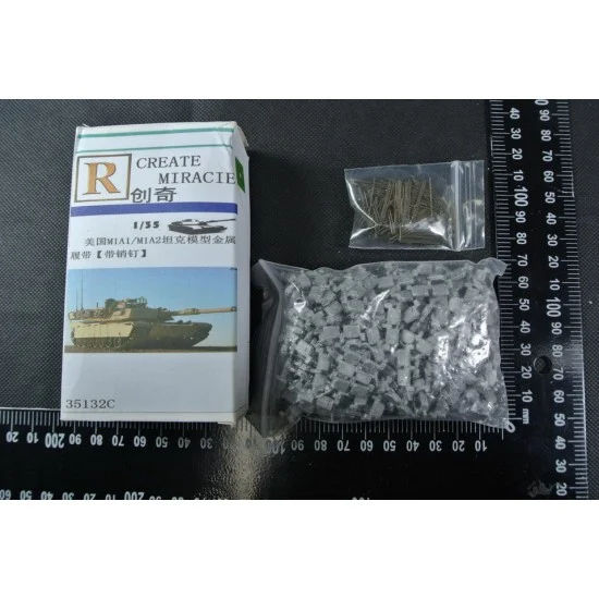 R Model 35132C 1/35 US M1A1/M1A2 Tank Metal Tracks w/Pins - Military Vehicles & Tanks