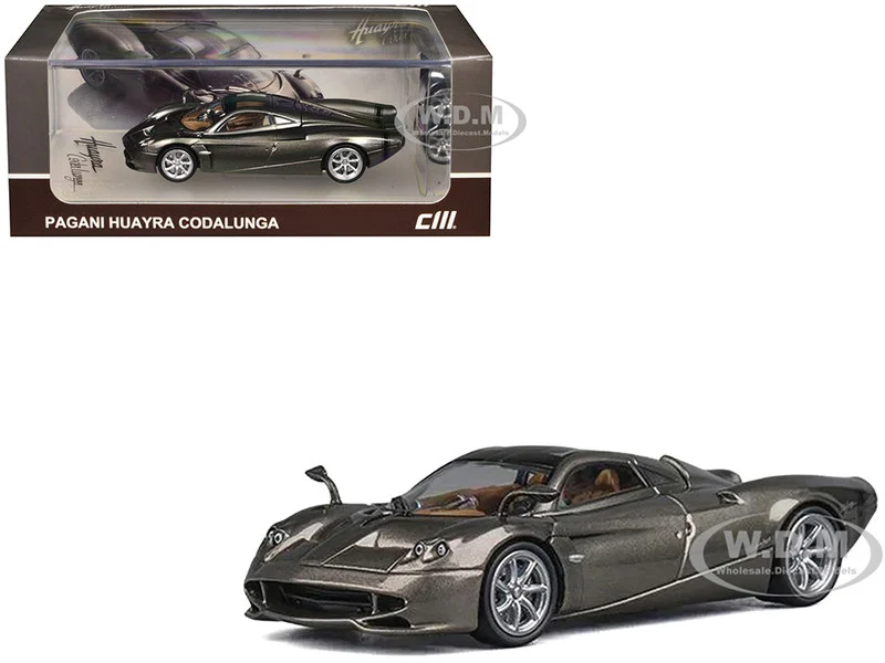Pagani Huayra Codalunga Gun Metal Gray Metallic with Sunroof and Extra Wheels 1/64 Diecast Model Car by CM Model - Pagani Models