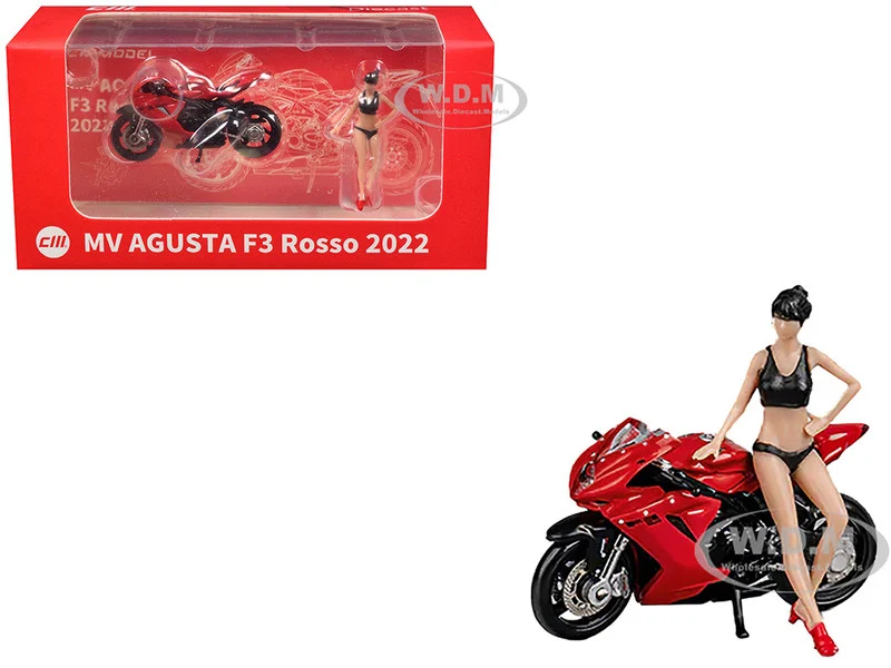 2022 MV Agusta F3 Rosso Motorcycle Red with Figure 1/64 Diecast Model by CM Model - MV Agusta Bikes