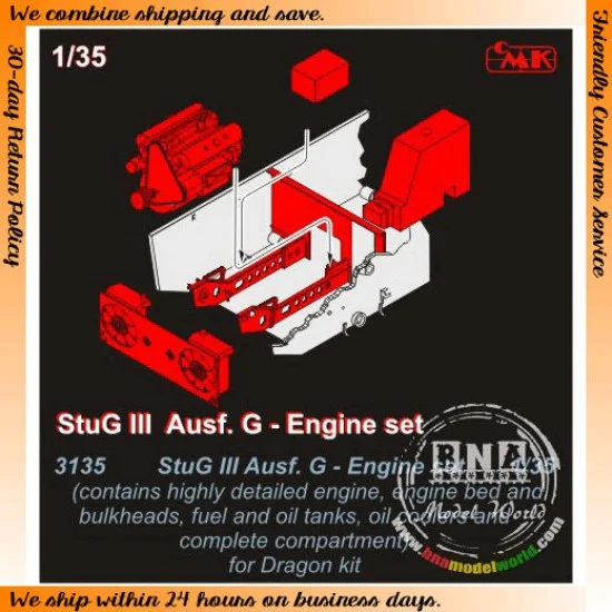 CMK 3135 Engine set for 1/35 WWII German StuG III Ausf.G for Dragon kit - Military Vehicles & Tanks