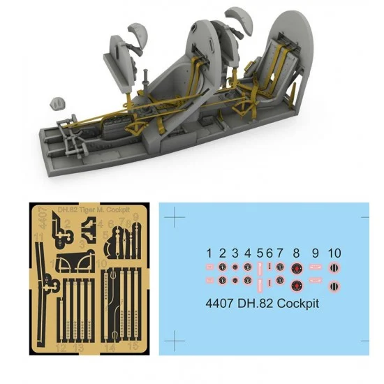 CMK 4407 1/48 WWII / Post War British DH.82 Tiger Moth Cockpit Correction Set for Airfix kits - Model Planes