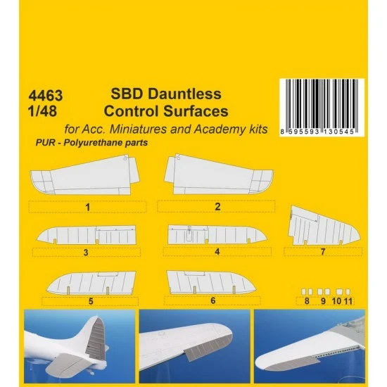 CMK 4463 1/48 SBD Dauntless Control Surfaces for Accurate Miniatures/Academy kits - Model Planes