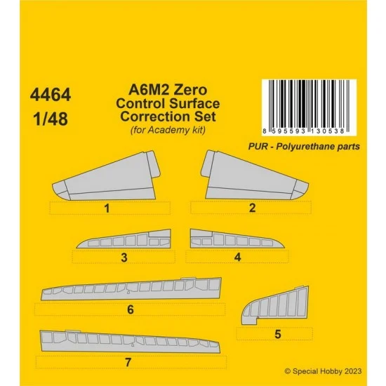 CMK 4464 1/48 A6M2 Zero Control Surface Correction Set for Academy kit - Military Vehicles & Tanks