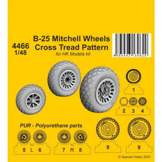 CMK 4466 1/48 B-25 Mitchell Wheels Cross Tread Pattern for HK Models