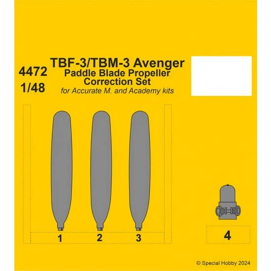 CMK 4472 1/48 TBF-3/TBM-3 Avenger Paddle Blade Propeller Correction Set for Accurate M./Academy