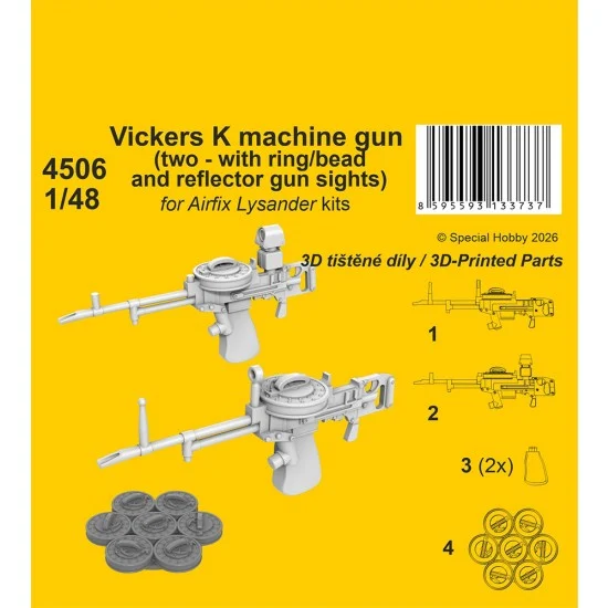 CMK 4506 1/48 WWII British Lysander Vickers K Machine Gun for Airfix kits - Model Planes
