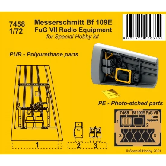 CMK 7458 1/72 Messerschmitt Bf 109E FuG VII Radio Equipment for Special Hobby kits - Model Planes