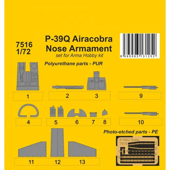 CMK 7516 1/72 P-39Q Airacobra Nose Armament for Arma Hobby kit
