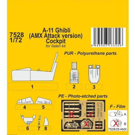 CMK 7528 1/72 Modern A-11 Ghibli (AMX Attack version) Cockpit for Italeri kit