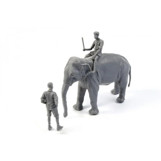 CMK F48345 1/48 WWII RAF Mechanic in India+Elephant with Mahout (2 fig. + elephant) - Model Figures