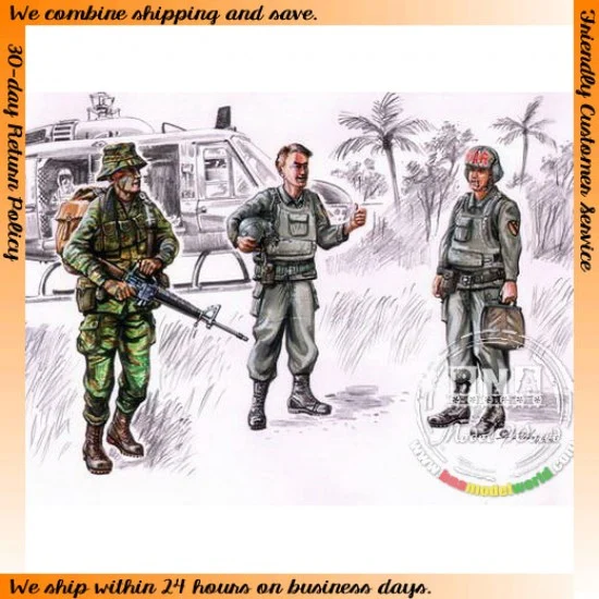 CMK F72076 1/72 Vietnam LRRP US Helicopter Crew (3 Figures) - Model Figures
