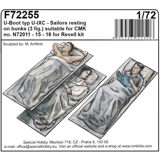 CMK F72255 1/72 U-Boot U-IXC Sailors Resting on Bunks (3 figures)