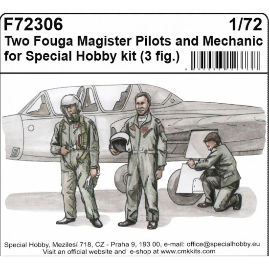 CMK F72306 1/72 Two Fouga Magister Pilots and Mechanic for 1/72 Special Hobby kit (3figures) - Model Figures