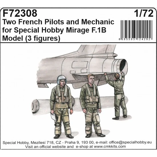 CMK F72308 1/72 Two French Pilots and Mechanic for Special Hobby Mirage F.IB - Model Figures