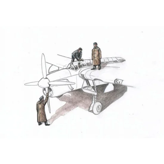 CMK F72330 1/72 Barracuda Mechanics (3 figures, aboard carrier with raincoat) for Special Hobby kit - Model Figures