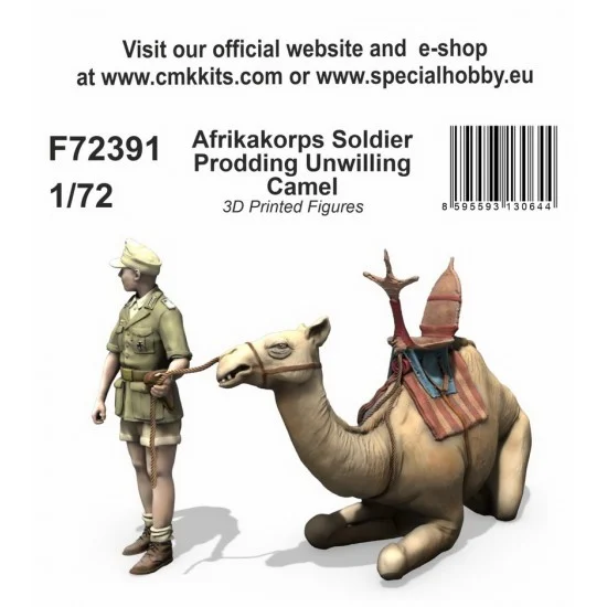 CMK F72391 1/72 Afrikakorps Soldier Prodding Unwilling Camel - Model Figures