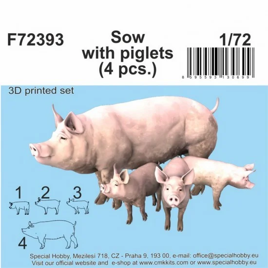 CMK F72393 1/72 Sow with Piglets - Scenics & Diorama