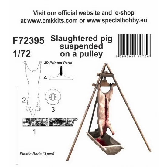 CMK F72395 1/72 Slaughtered Pig Suspended on a Pulley - Scenics & Diorama