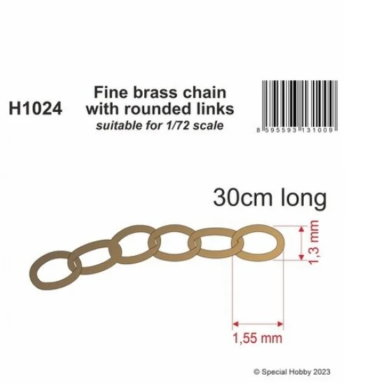 CMK H1024 1/72 Fine Brass Chain with Rounded Links - Hobby Tools & Supplies