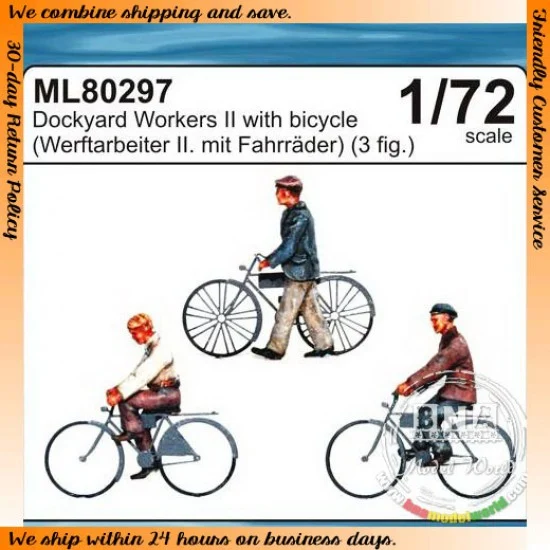 CMK ML80297 1/72 Dockyard Workers II with Bicycle - Model Figures