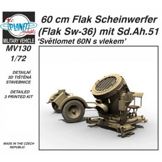 CMK MV130 1/72 60cm Flak Scheinwerfer (Flak Sw-36) mit Sd.Ah.51