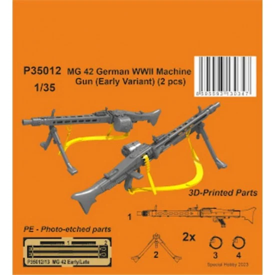 CMK P35012 1/35 WWII German Machine Gun MG 42 Early Variant (2pcs) - Model Figures