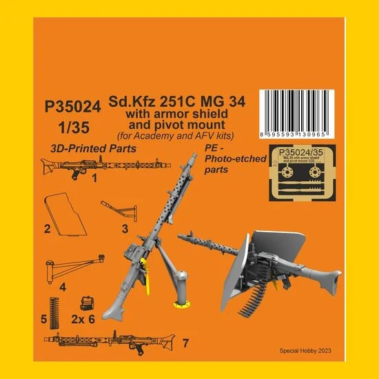 CMK P35024 1/35 SdKfz 251C MG 34 with Armour Shiels and Pivot Mount for Academy/AFV Club kits - Military Vehicles & Tanks
