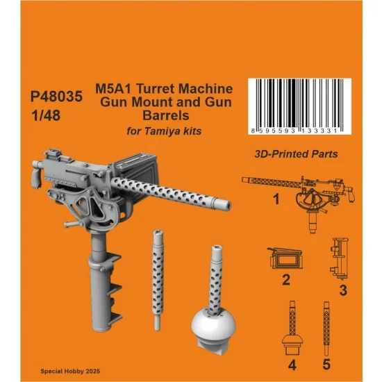 CMK P48035 1/48 WWII M5A1 Turret Machine Gun Mount and Gun Barrels for Tamiya kit - Military Vehicles & Tanks