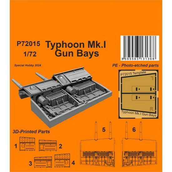 CMK P72015 1/72 Typhoon Mk.I Gun Bays Correction Set for Airfix kit - Model Planes