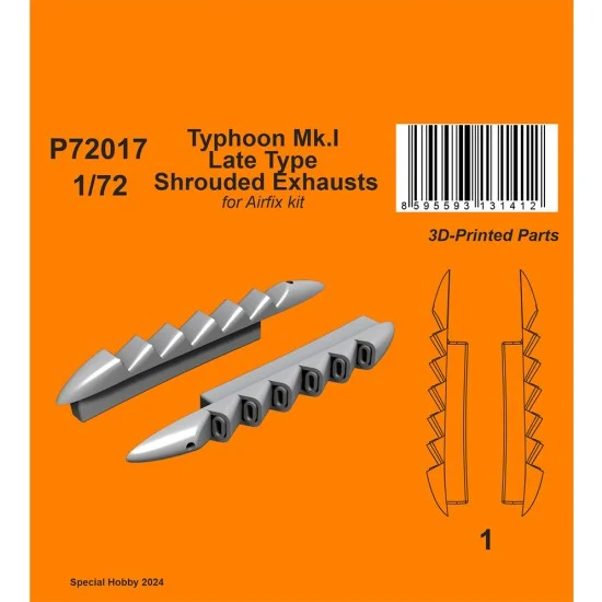 CMK P72017 1/72 Typhoon Mk.I Late Type Shrouded Exhausts for Airfix kit - Model Planes