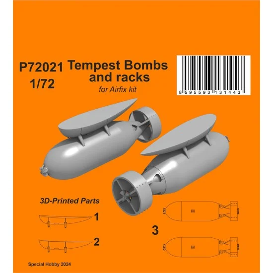 CMK P72021 1/72 Tempest Bombs (1000 Lb) and Racks for Airfix kit - Model Planes