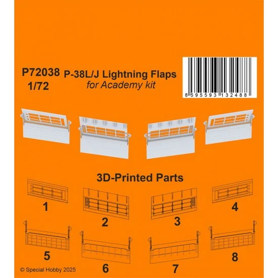 CMK P72038 1/72 WWII US P-38L/J Lightning Flaps for Academy kit