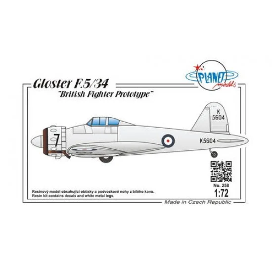CMK PLT258 1/72 Gloster F.5/34 British Fighter Prototype Full resin kit - Model Planes