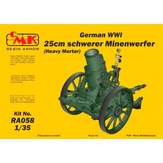 CMK RA058 1/35 German WWI 25cm schwerer Minenwerfer / Heavy Mortar Full Resin kit - Military Vehicles & Tanks