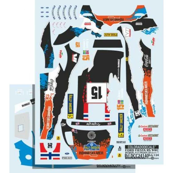 Colorado Decals 24140 1/24 Ford Fiesta RS WRC No.15 Ostberg Rally Sweden 2012 Decals - Model Cars
