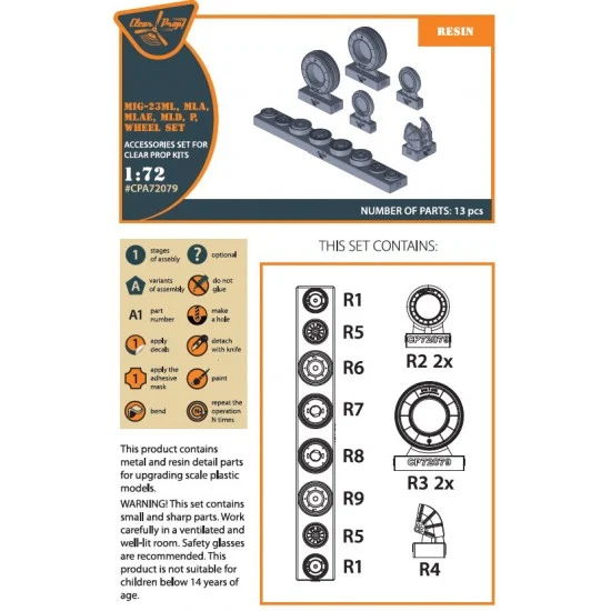 Clear Prop A72079 1/72 Mikoyan-Gurevich MiG-23ML/MLD/P/MLAE Wheel set