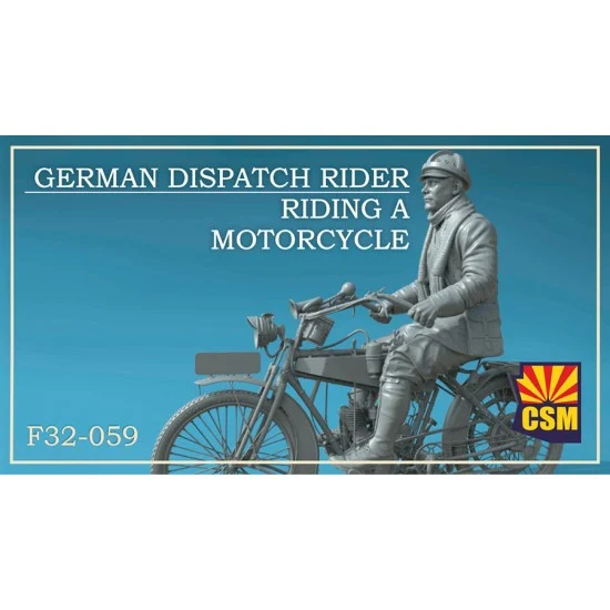 Copper State F32-059 1/32 German Dispatch Rider riding a motorcycle