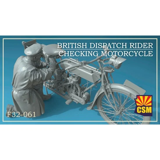Copper State F32-061 1/32 British Dispatch Rider checking motorcycle