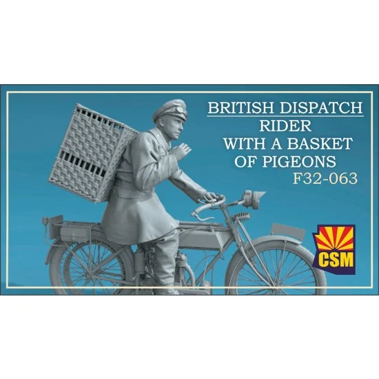 Copper State F32-063 1/32 British Dispatch Rider with a basket of pigeons