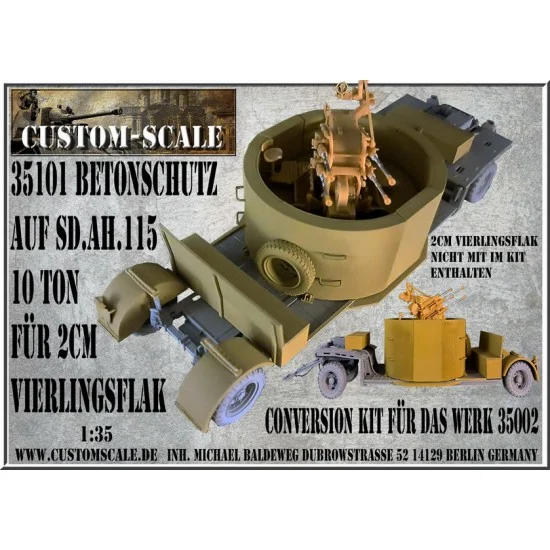 Custom Scales 35101 1/35 2cm Vierlingsflak Betonschutz auf Sd.Ah. 115 Conversion set for Das Werk #DW35002 - Military Vehicles & Tanks